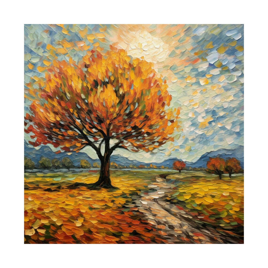 Windy Fall Day Post Impressionist Landscape Poster - Image 2