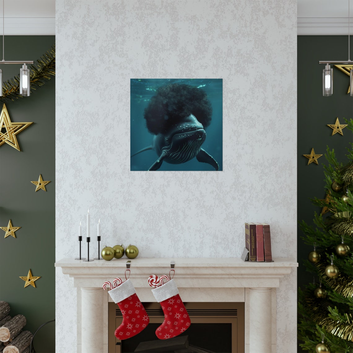 Afro Whale Poster, Abstract Ocean Life Decor - Image 2