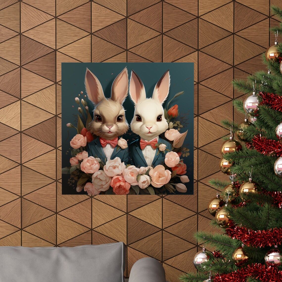 Rabbits In Suits, Surreal Animal Poster - Image 4
