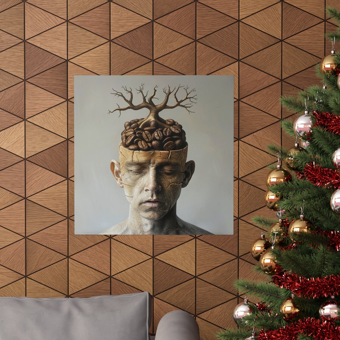 Fried Coffee Brain Man, Trippy Abstract Coffee Humor - Image 4