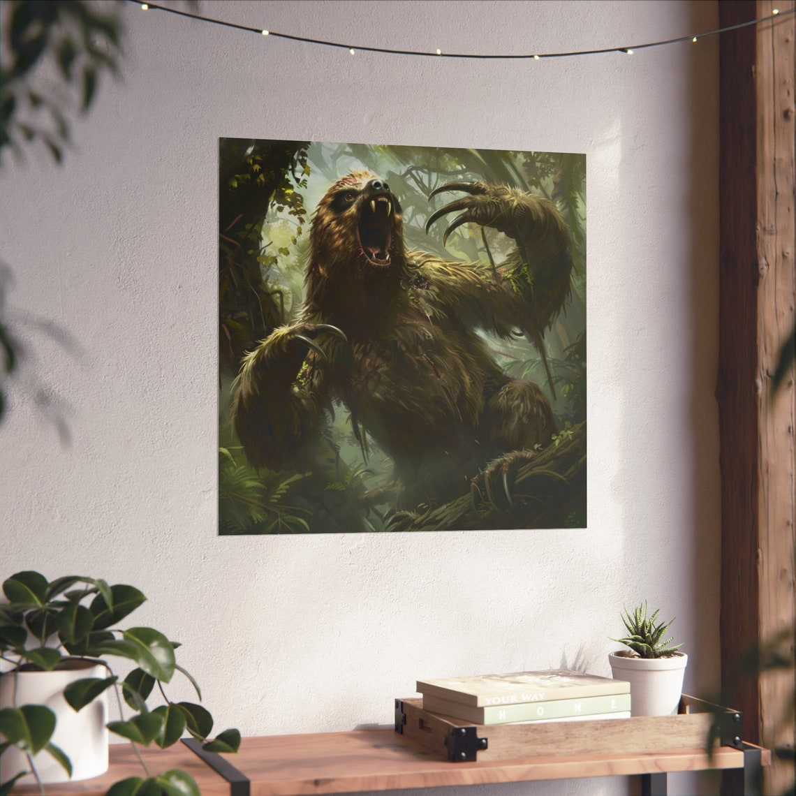 Giant Rabid Sloth Poster, Sloth Humor Art