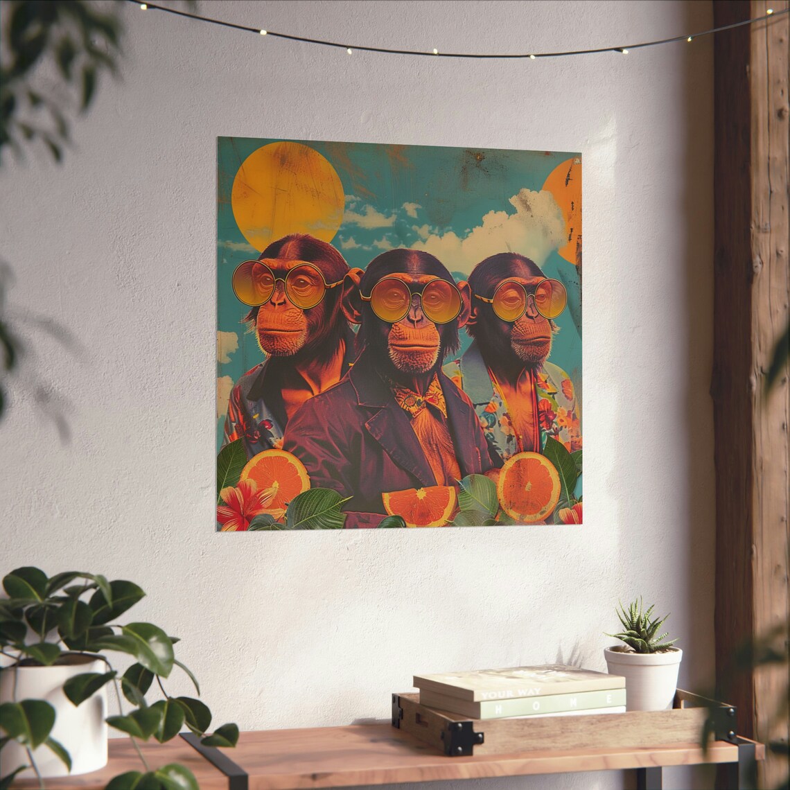 Pimpin Chimps, Vintage Retro Chimpanzee Poster