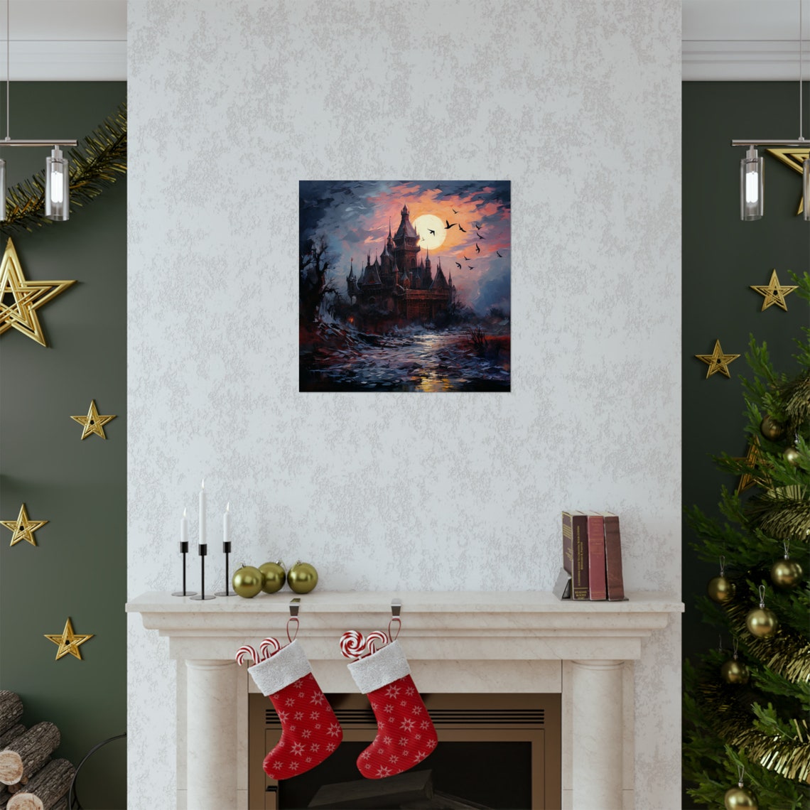 Golden Hour Castle, Post-Impressionist Art Print - Image 2