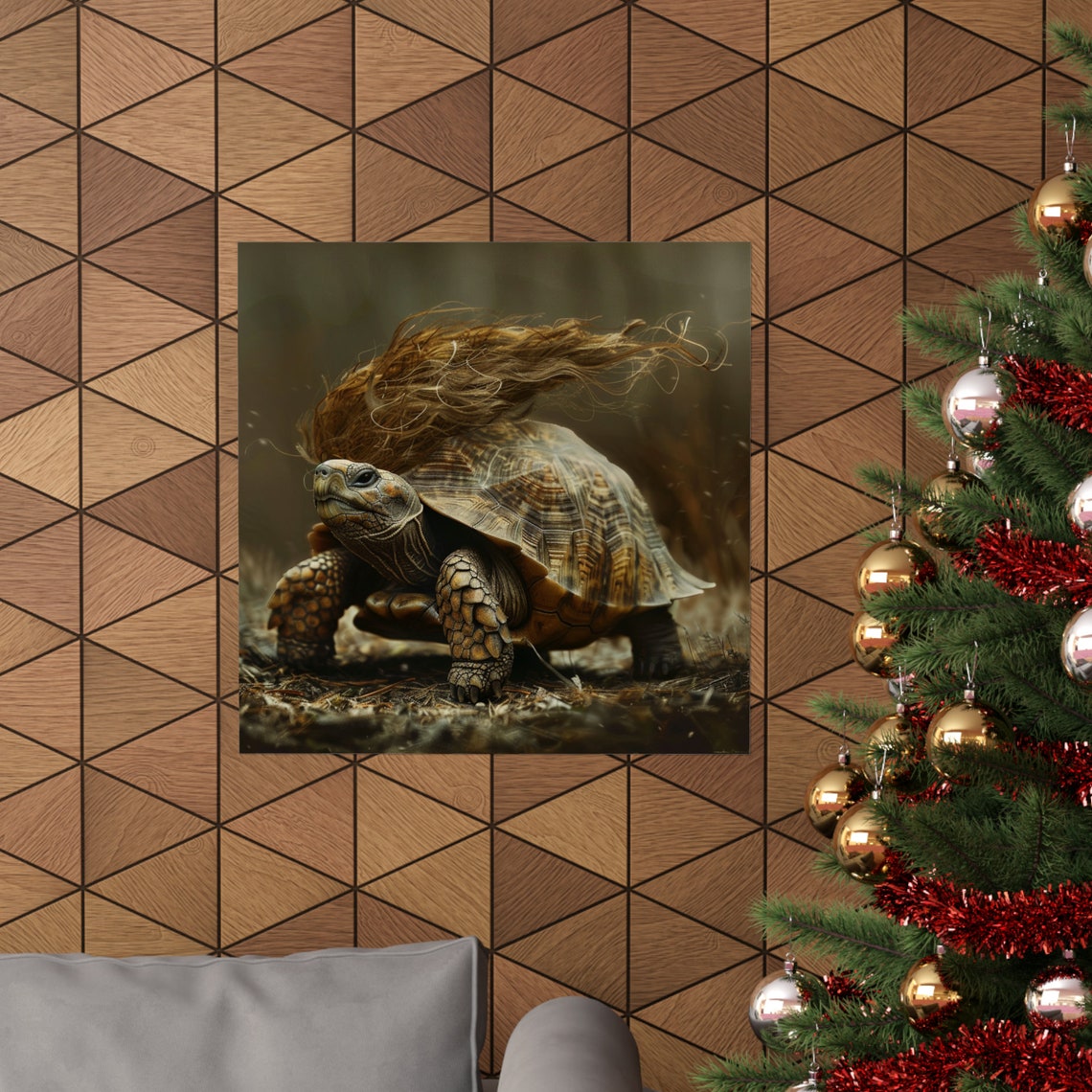 Tortoise And The Hair, Funny Comical Turtle Art - Image 4