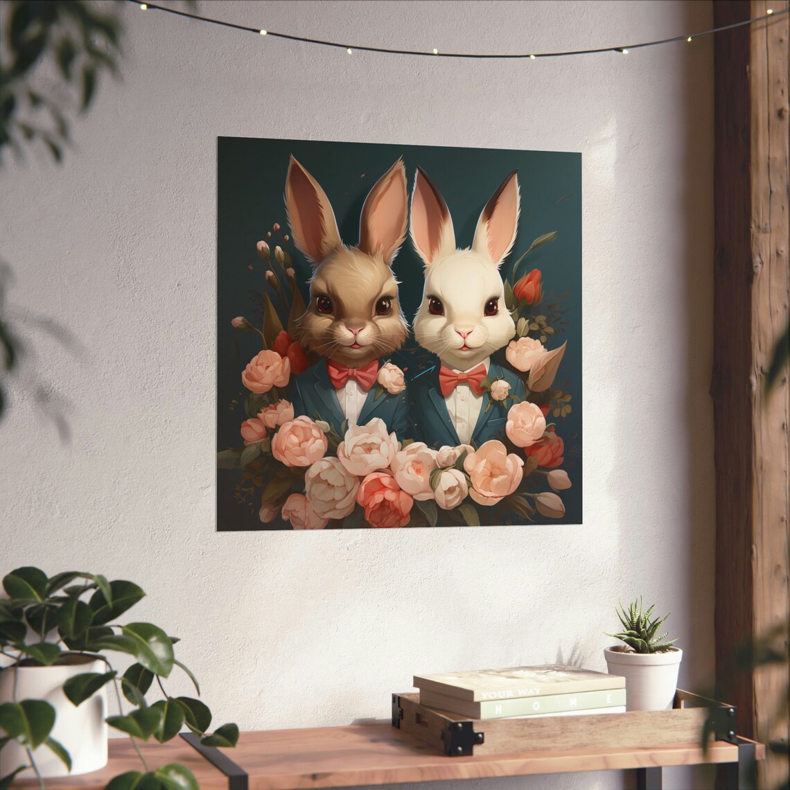 Rabbits In Suits, Surreal Animal Poster