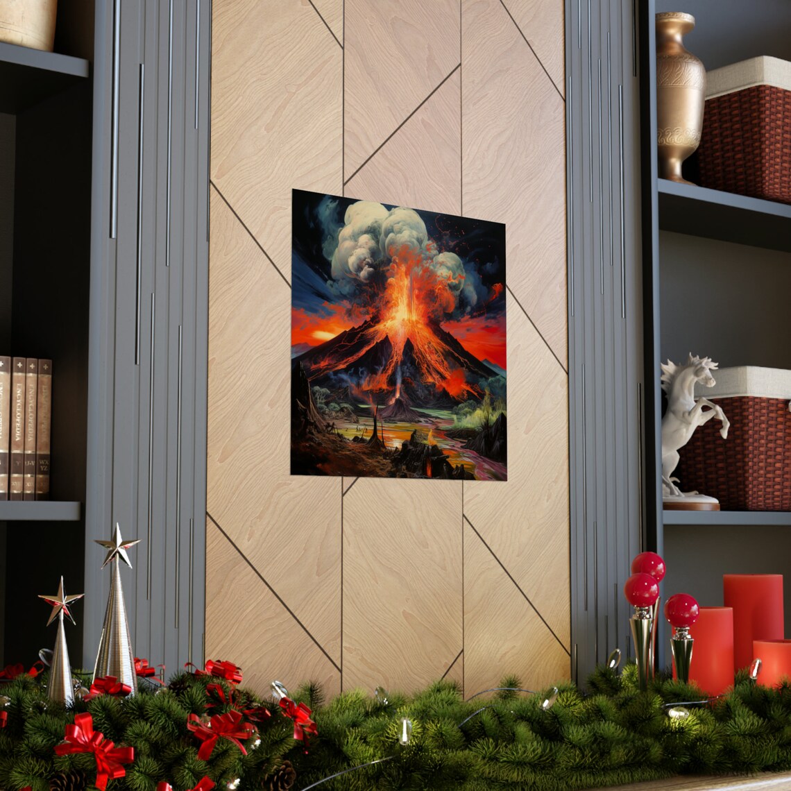 Prehistoric Volcanic Eruption, Van Gogh Style Poster - Image 3