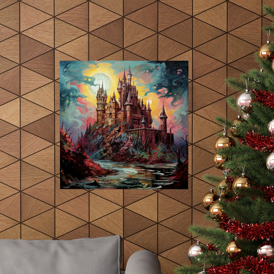 English Castle, Post-Impressionist Style Art Print - Image 4