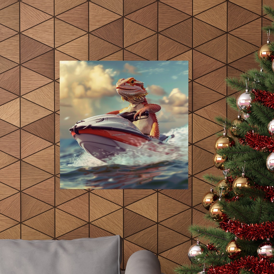 Jet Skiing Bearded Dragon, Reptile Humor Poster - Image 4