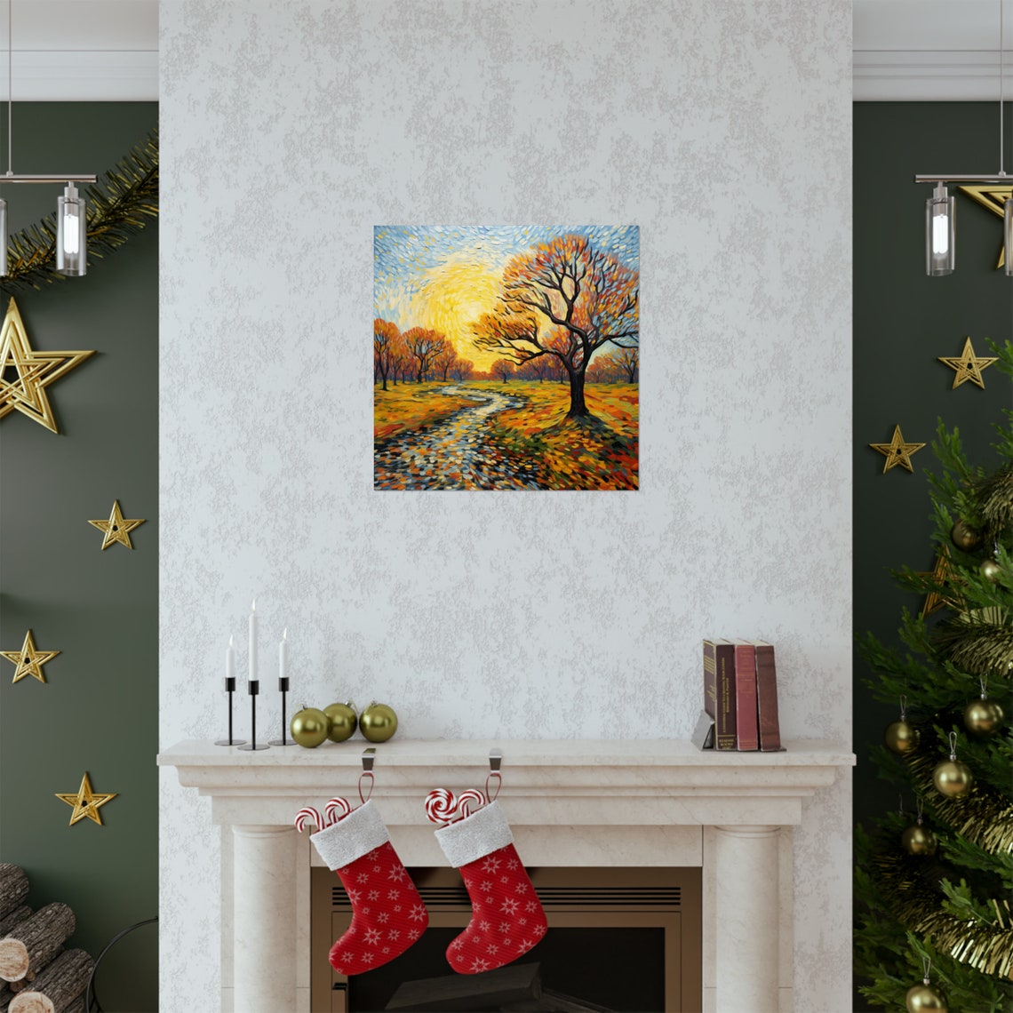 Windy Fall Day, Post-Impressionist Sunset Poster - Image 2