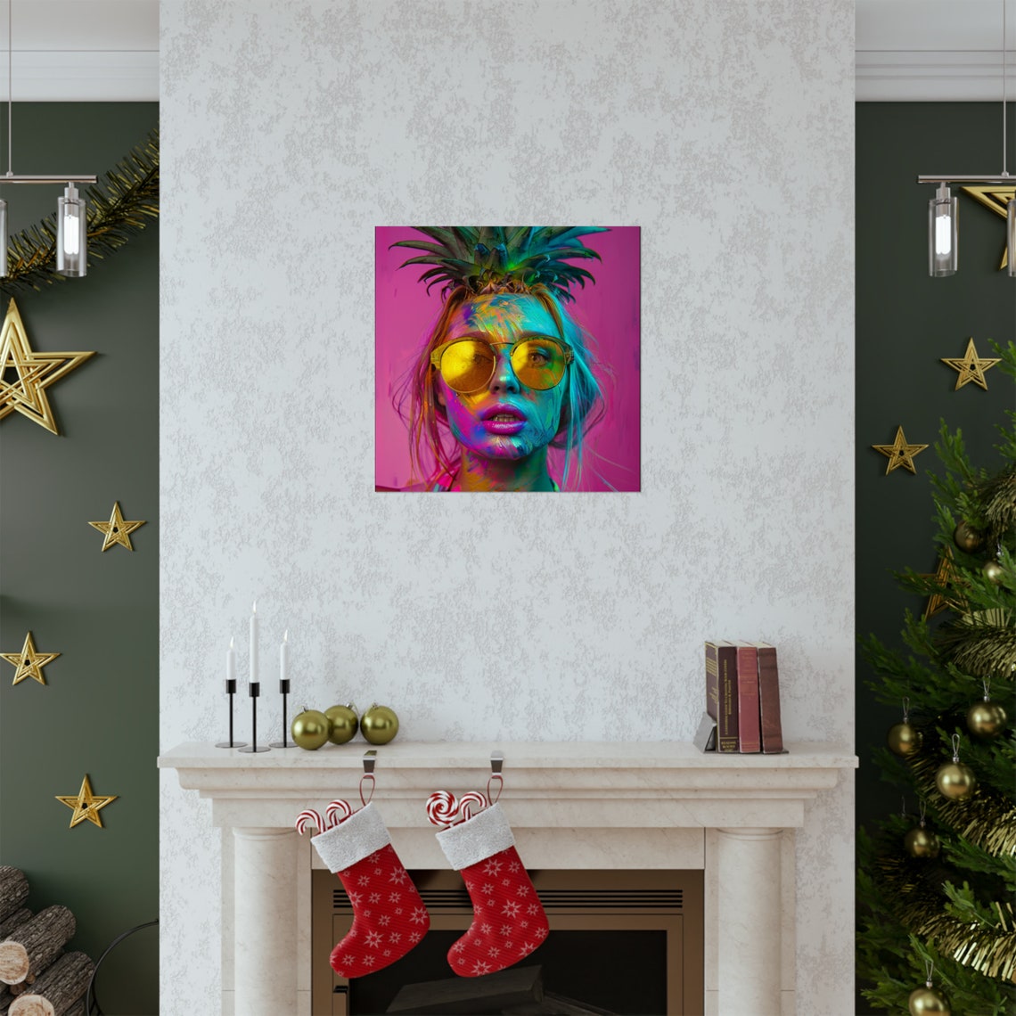 Pineapple Girl Abstract Portrait, Fruit Wall Art Print - Image 2