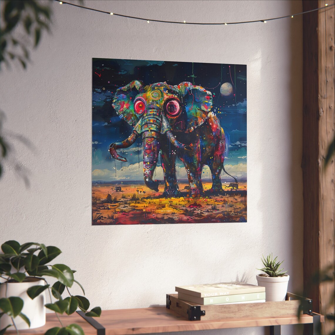 Giant Abstract Elephant Poster, Trippy Safari Animal