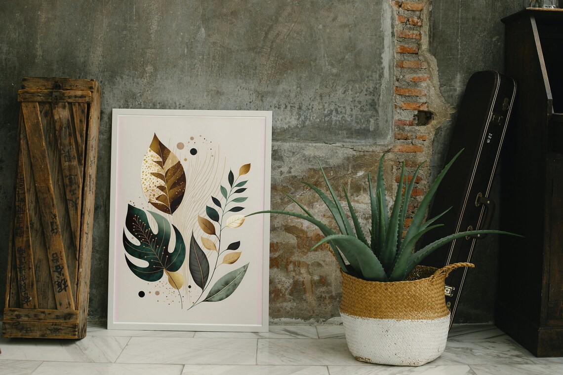 Botanical Leaf Print, Neutral Boho Wall Art - Image 2