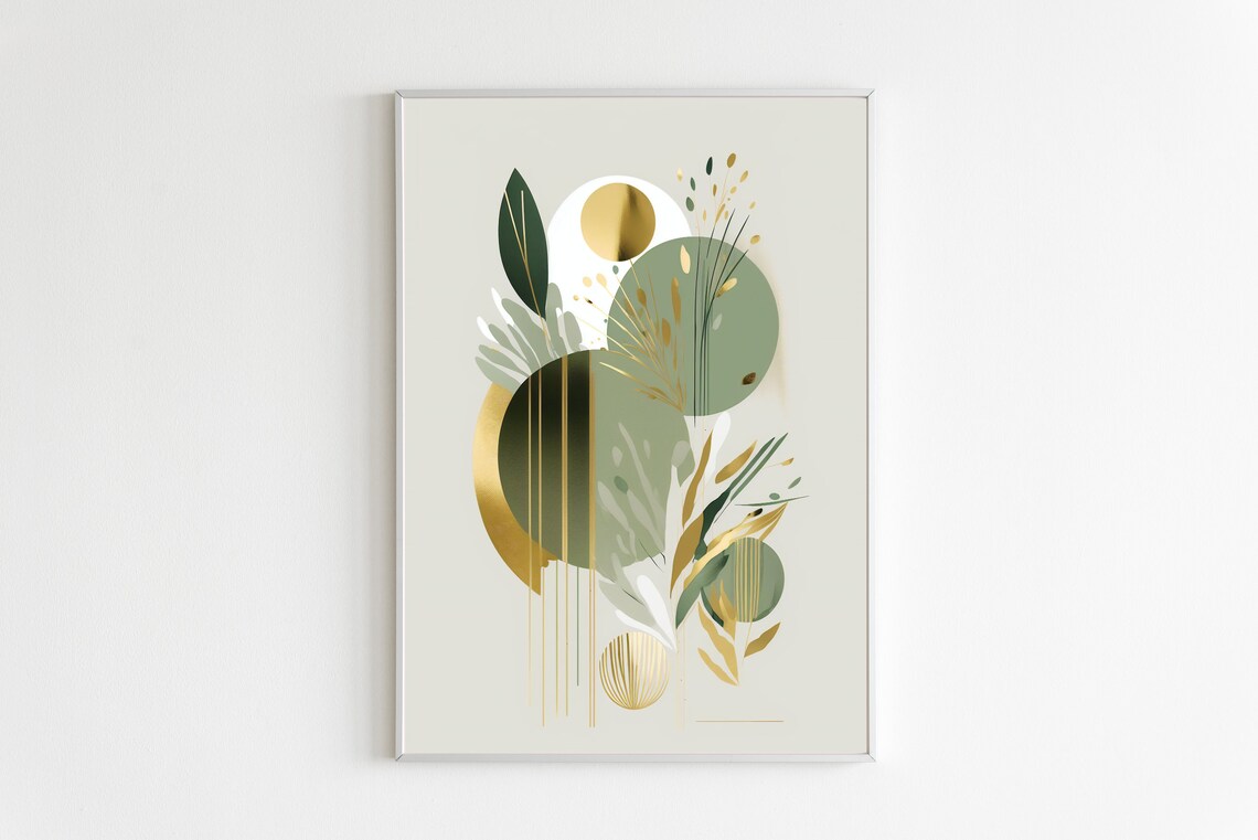 Abstract Sage Green Art Print, Boho Neutral Decor