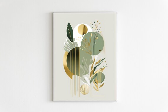 Abstract Sage Green Art Print, Boho Neutral Decor