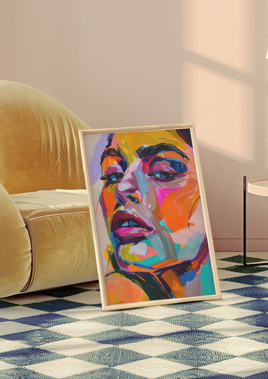 Bold Pop Art Woman Face in Neon Bright Colors Statement Poster - Image 4