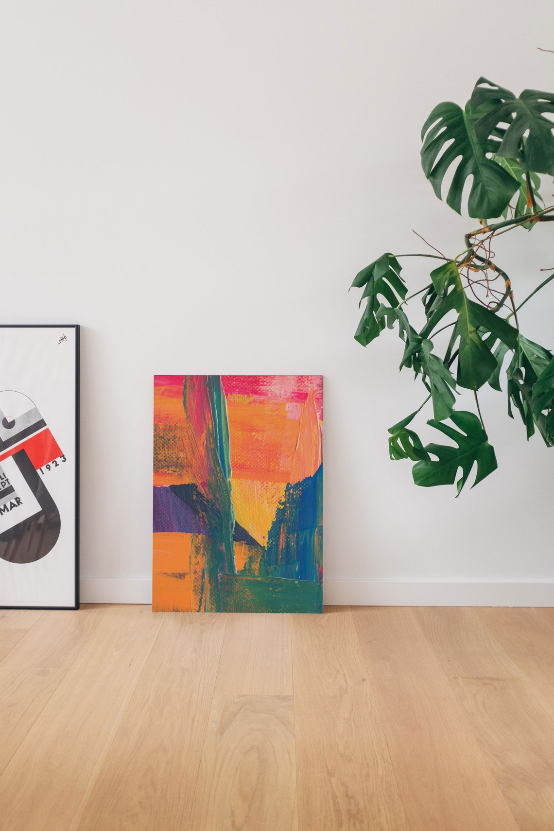 Bold Abstract Sunset Painterly Colorful Modern Canvas Art Poster - Image 3