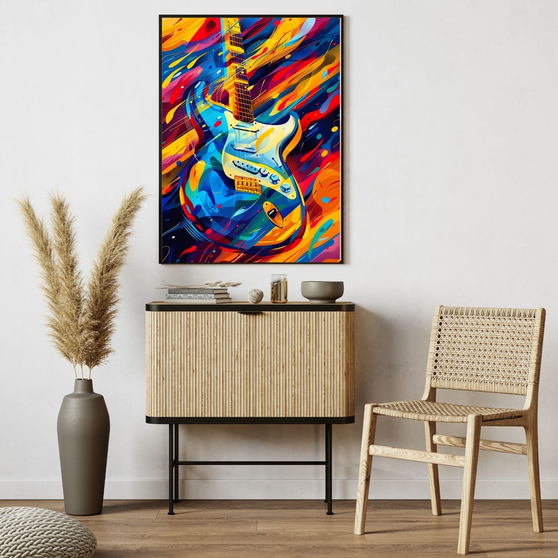 Rainbow Guitar Pop Art Poster 70s Retro Home Decor Hippie Home Decor 70s Bedroom Decor 1970s Decor - Image 2