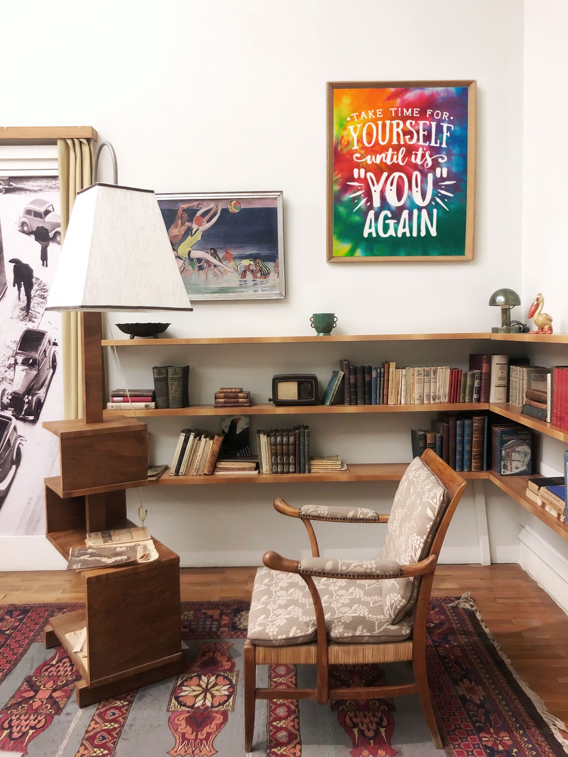 Take Time For Yourself Tie Dye Poster With Rainbow Hippie Quote - Image 3