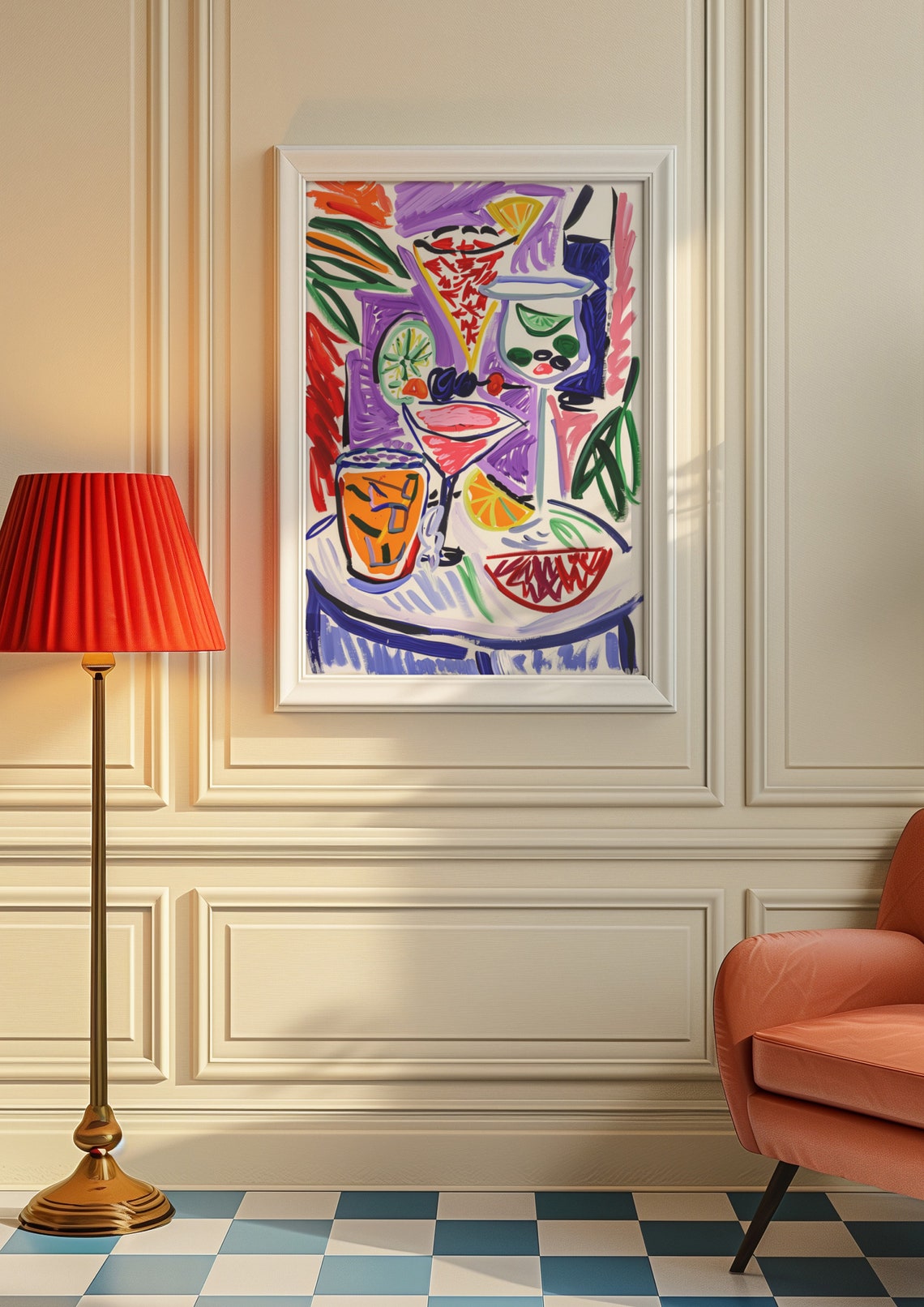 Purple Abstract Cocktail Martini Citrus Modern Chic Art Poster - Image 9