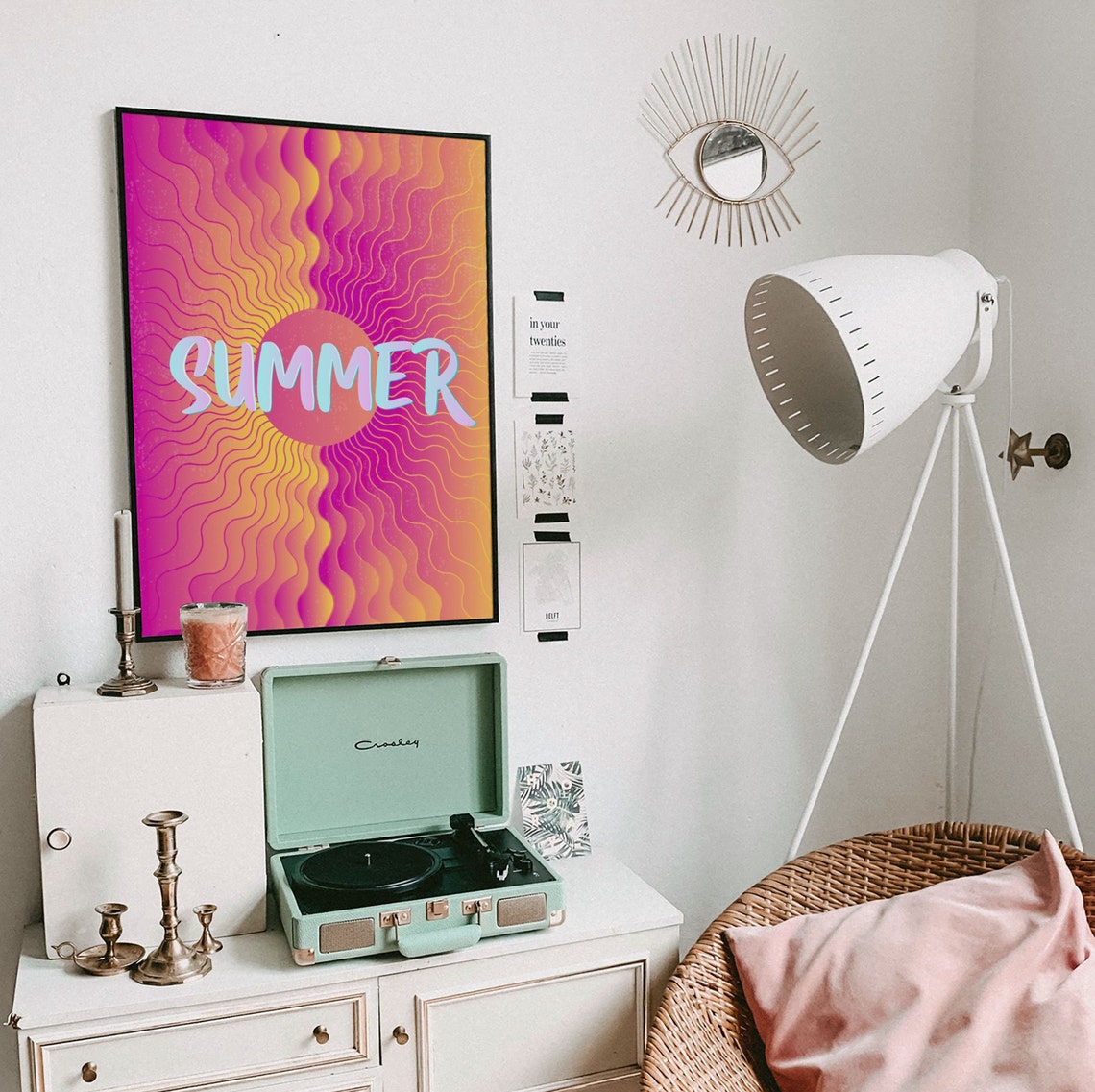 Summer Pastel Wavy Psychedelic Sunburst Word Tropical Art Poster - Image 7