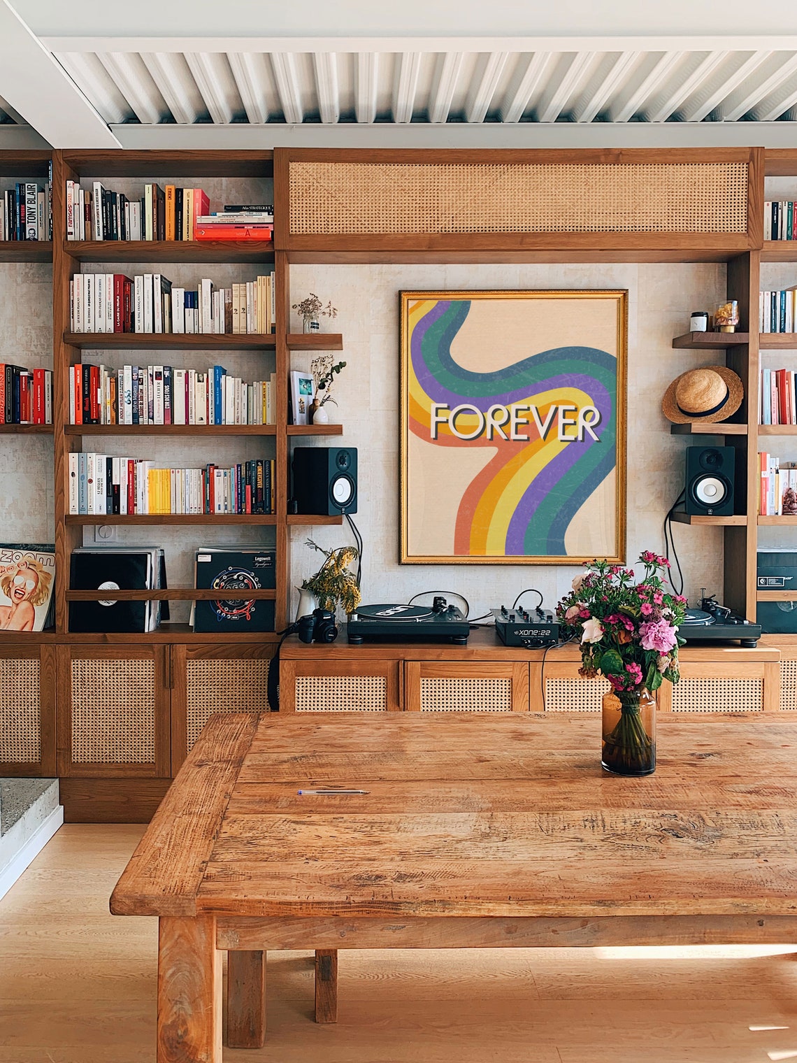 Forever Retro Rainbow Swirl Quote Poster In Groovy 70s Waves - Image 2