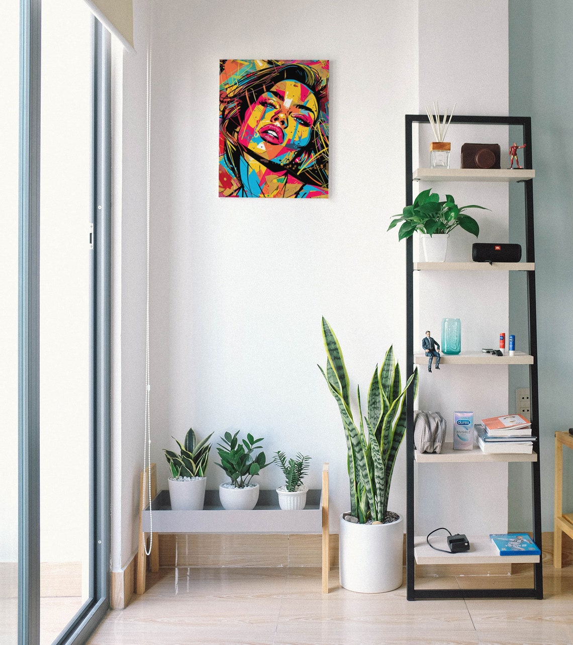 Neon Graffiti Woman Face Pop Art Poster With Paint Drip Details - Image 7