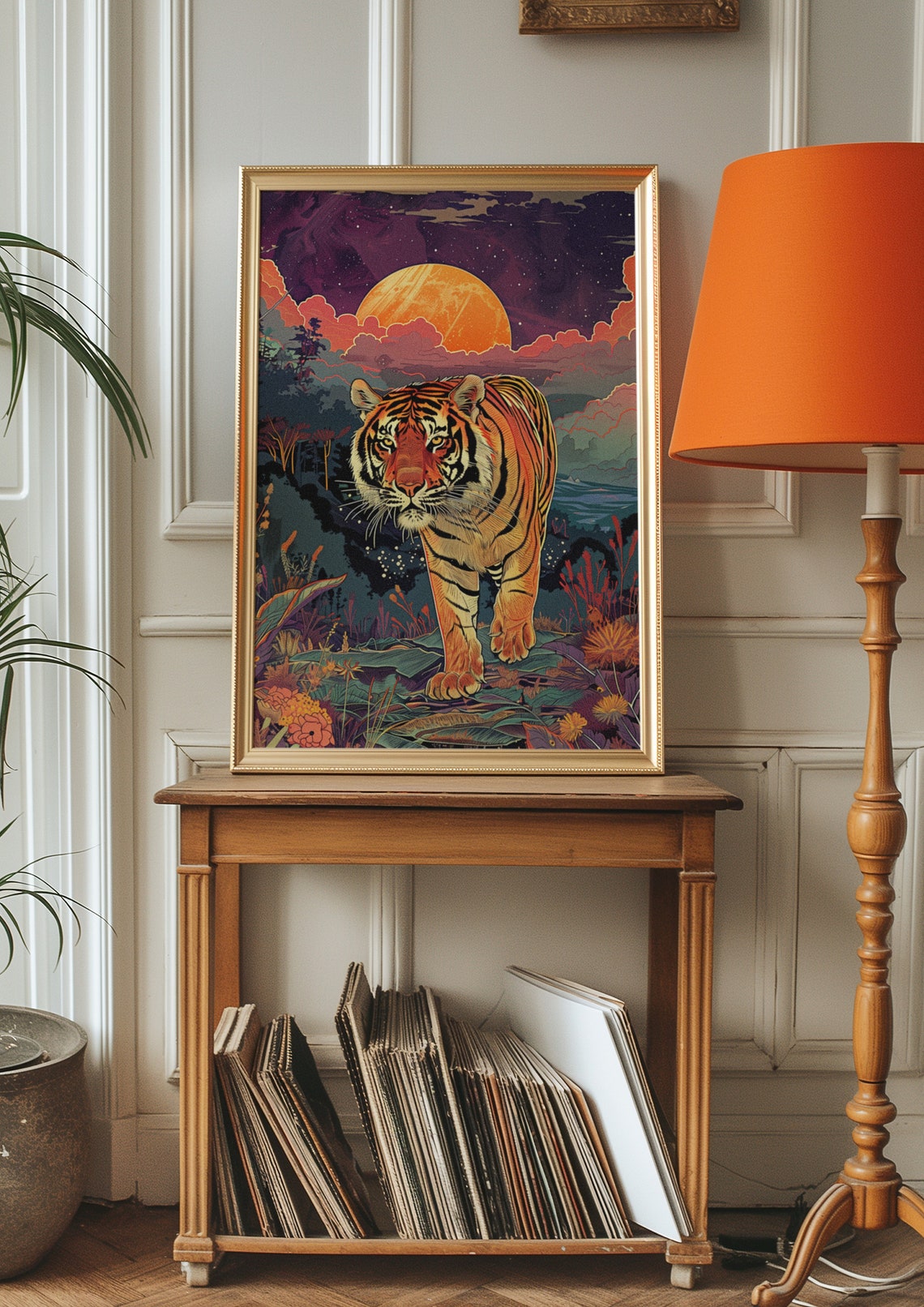 Tiger Walking Through Jungle At Sunset Poster With Golden Sun - Image 3