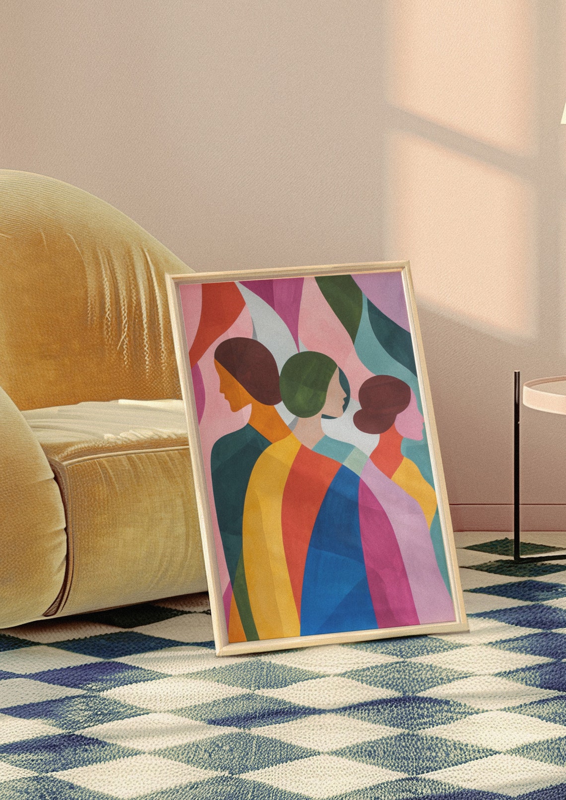 Three Women Profiles Overlapping Bold Color Blocks Modern Poster - Image 5