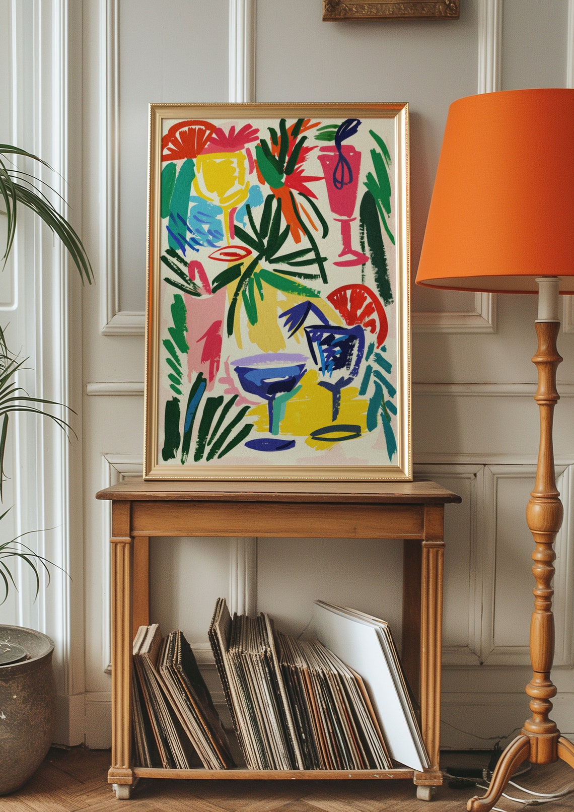 Tropical Cocktail Glasses Palm Leaves Colorful Bar Art Poster - Image 2