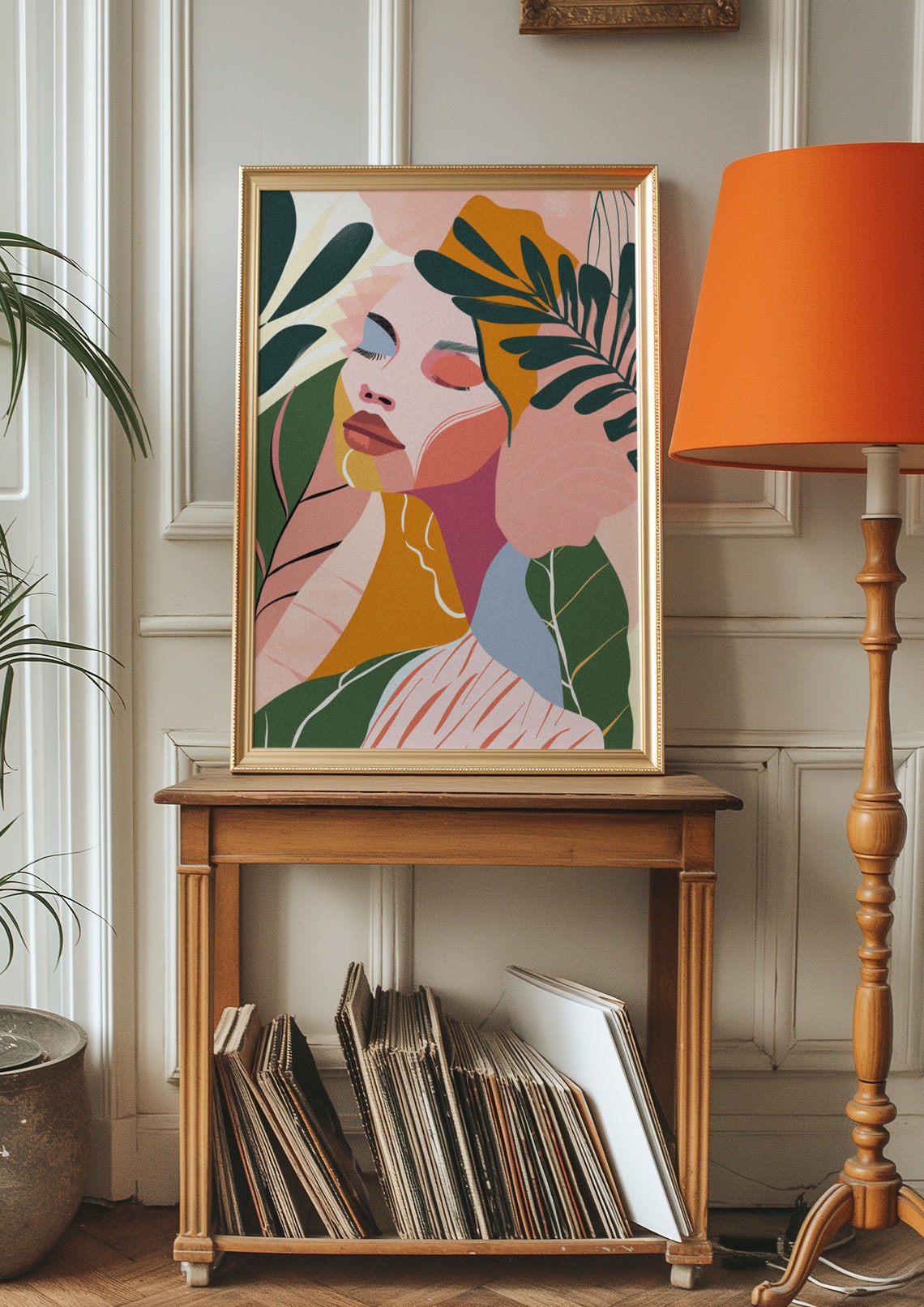 Woman Face Among Lush Tropical Leaves Dreamy Portrait Poster - Image 2