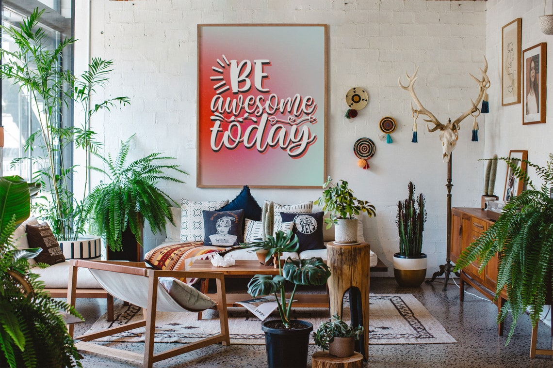 Be Awesome Today Gradient Script Motivational Typography Wall Poster - Image 9