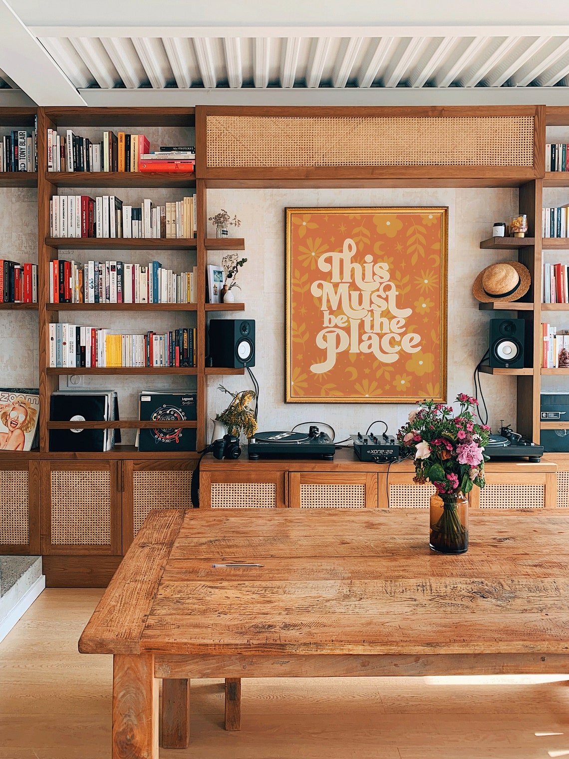 This Must Be The Place Retro Orange Floral Daisy Quote Poster - Image 4