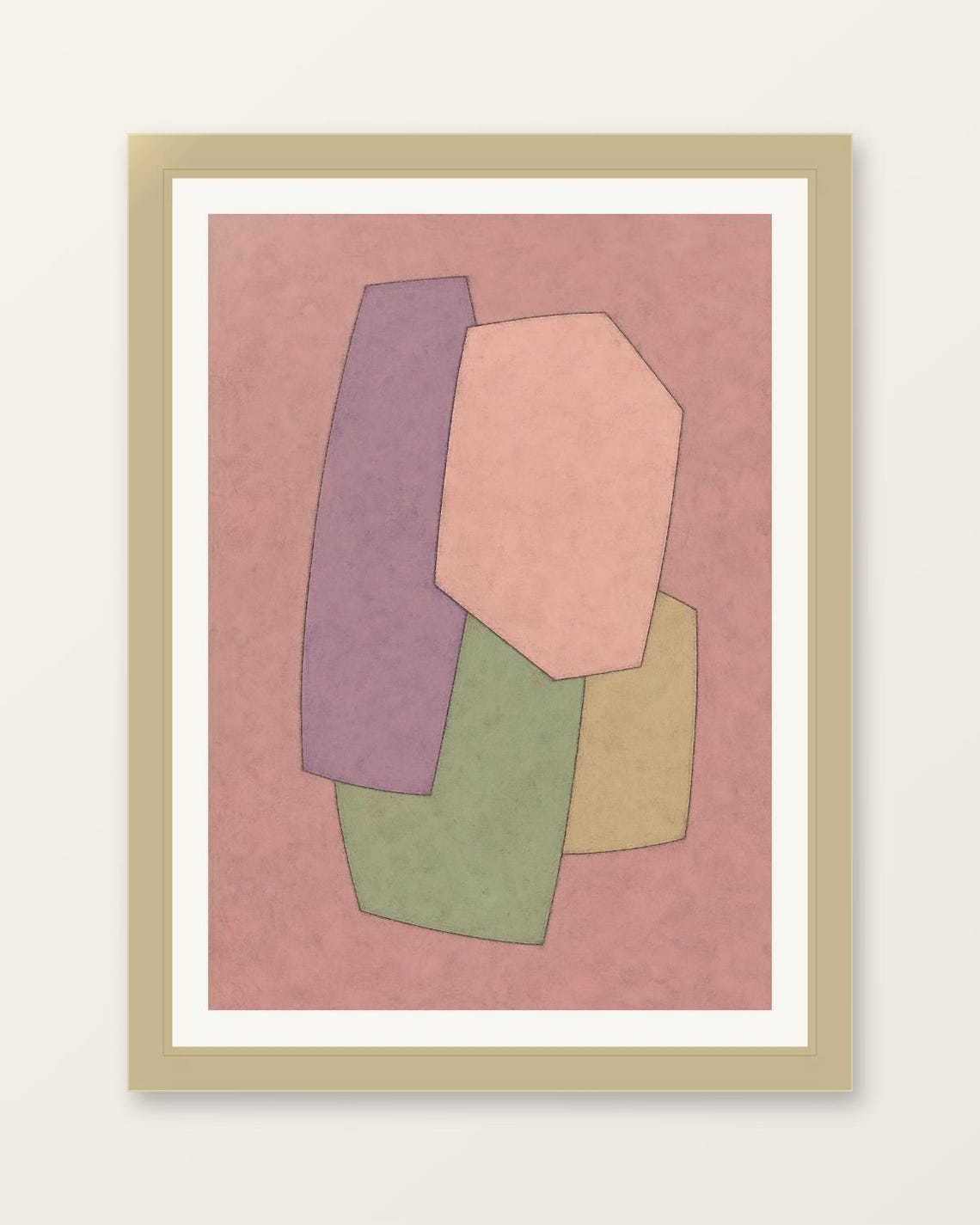 Abstract Pastel Geometric Shapes Dusty Rose Minimalist Art Poster