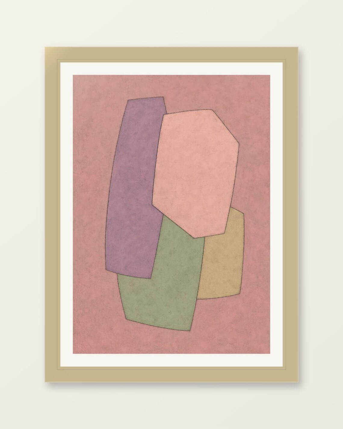 Pastel Pink Purple Green Abstract Poster Modern Geometric Art