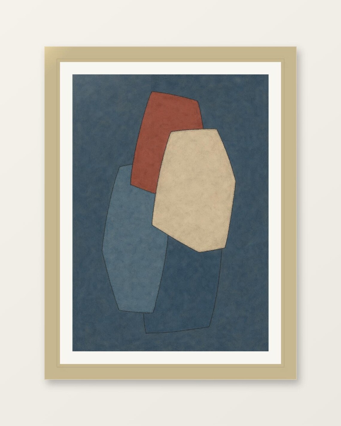 Layered Blue Beige Abstract Poster Modern Minimalist Wall Art