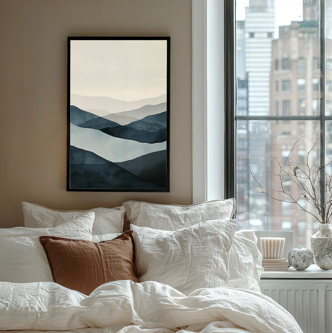 Minimalist Blue Mountain Print Wabi Sabi Wall Art Japanese Inspired Wall Decor Wabi Sabi Home Decor Gifts For Her Japandi Decor - Image 7