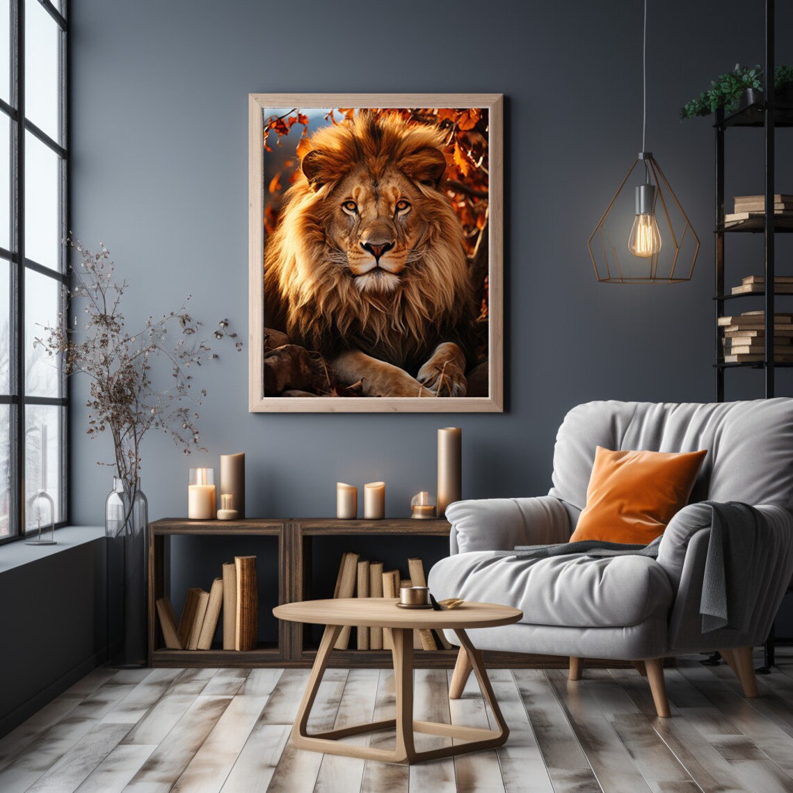 African Safari Lion Art Print, Antique Wall Decor - Image 4