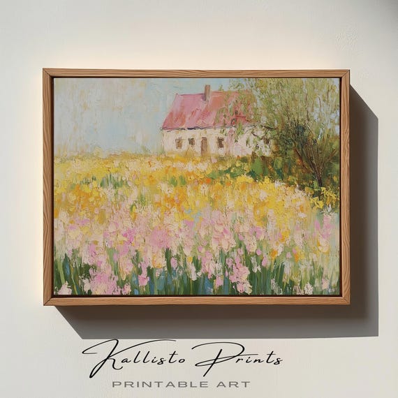 Cottage Garden in Bloom, Impressionist Floral Art Print