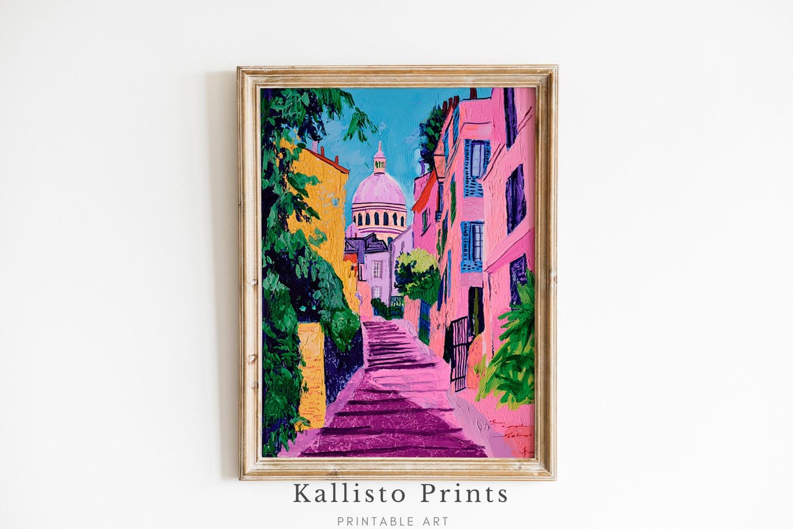 Montmartre Street Art Paris Cityscape, Art Print