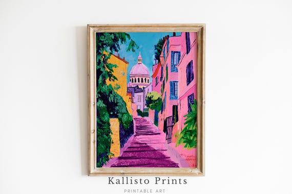 Montmartre Street Art Paris Cityscape, Art Print