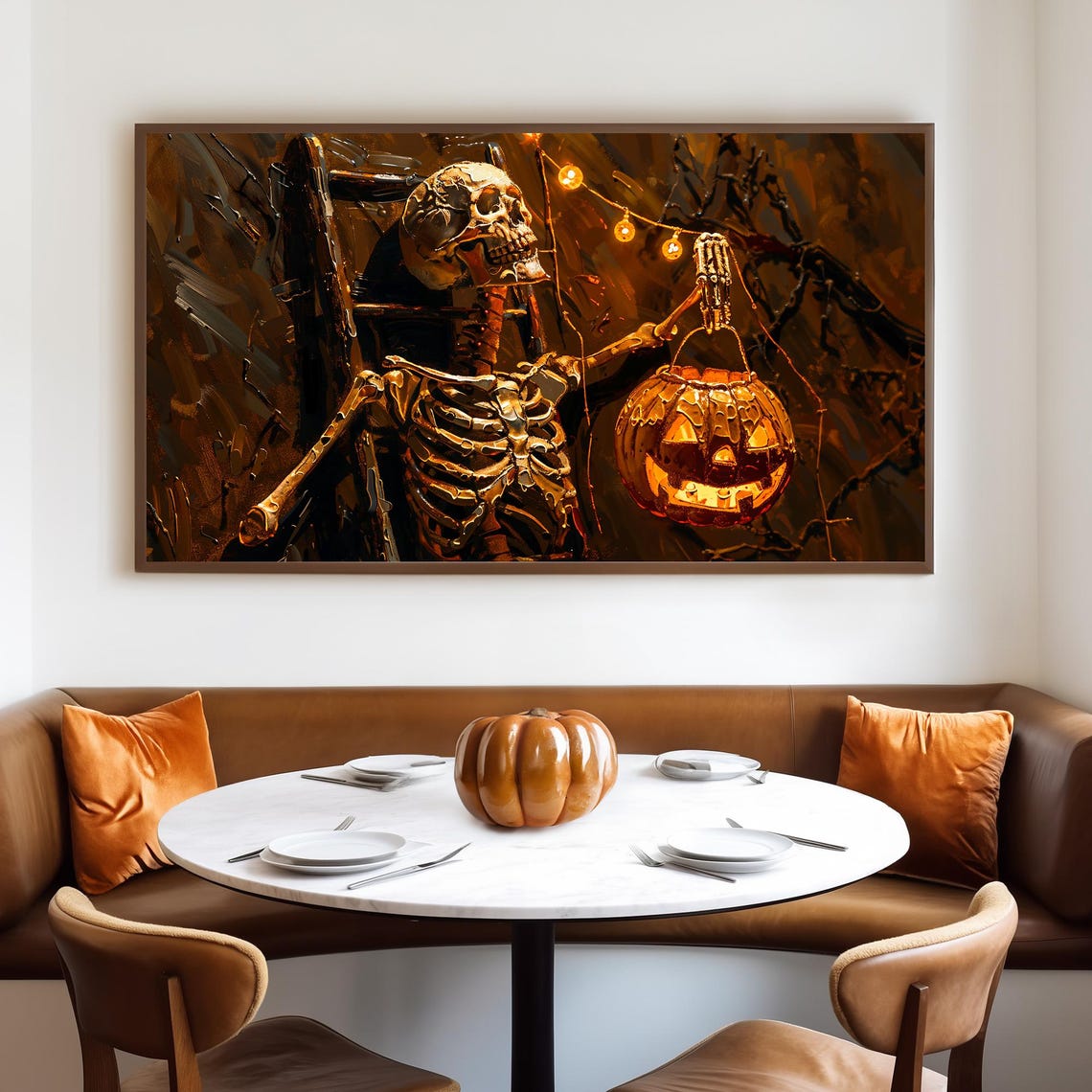 Skeleton Holding Jack O Lantern Trick or Treat Bucket Night Poster - Image 4