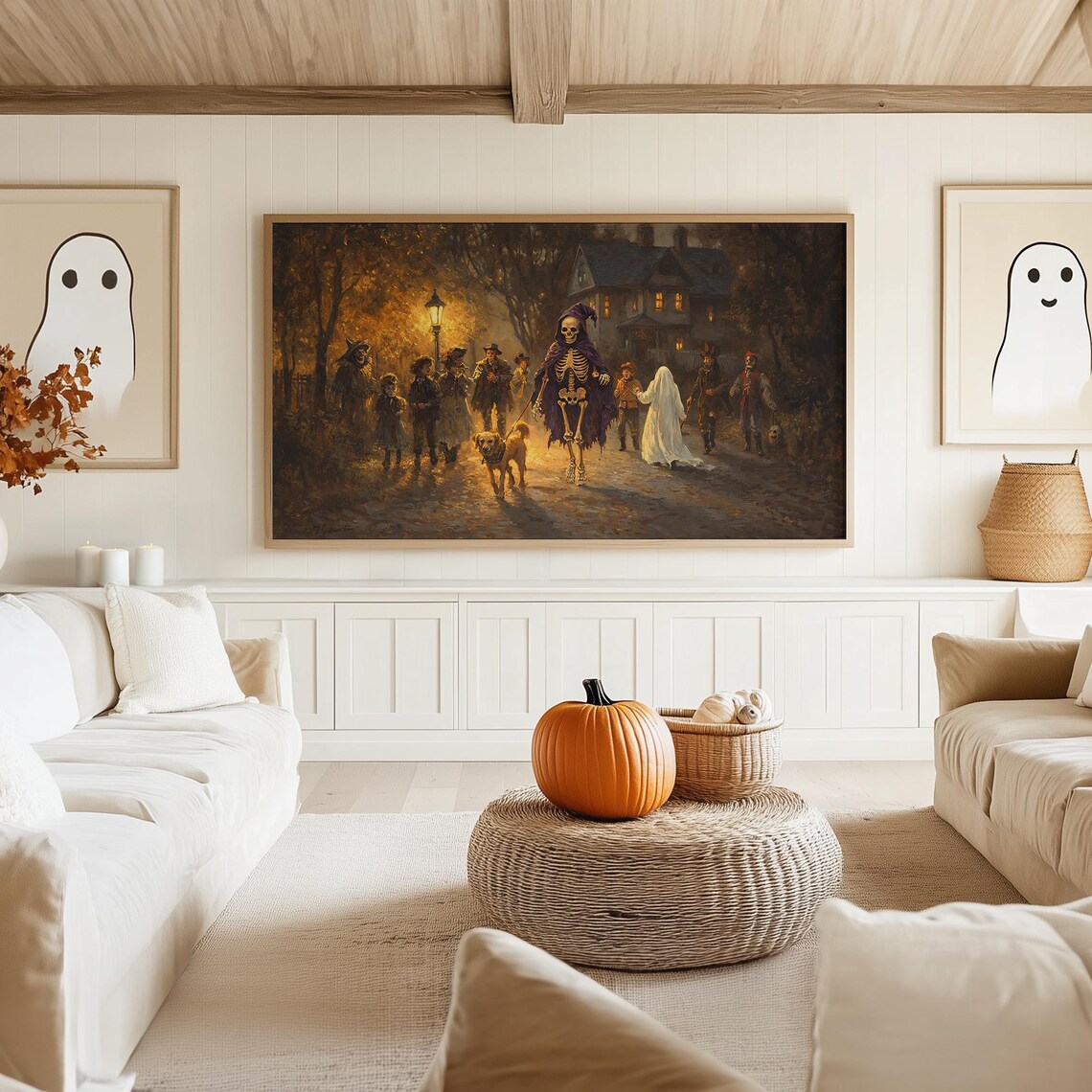 Skeleton Dog Trick Or Treat, Vintage Halloween Art Print - Image 5