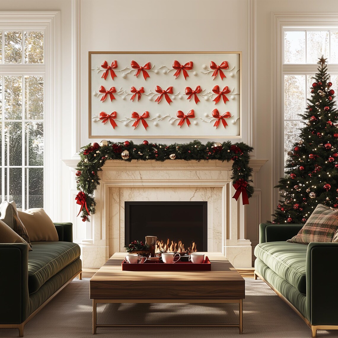 Christmas Bow Minimalist Holiday Wall Art Print - Image 5