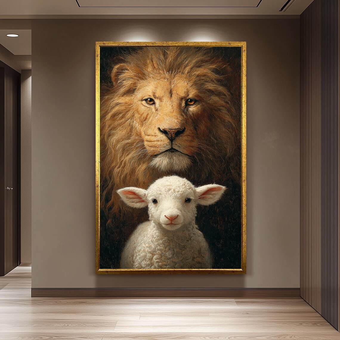 Lion And Lamb Art Print, Christian Religious