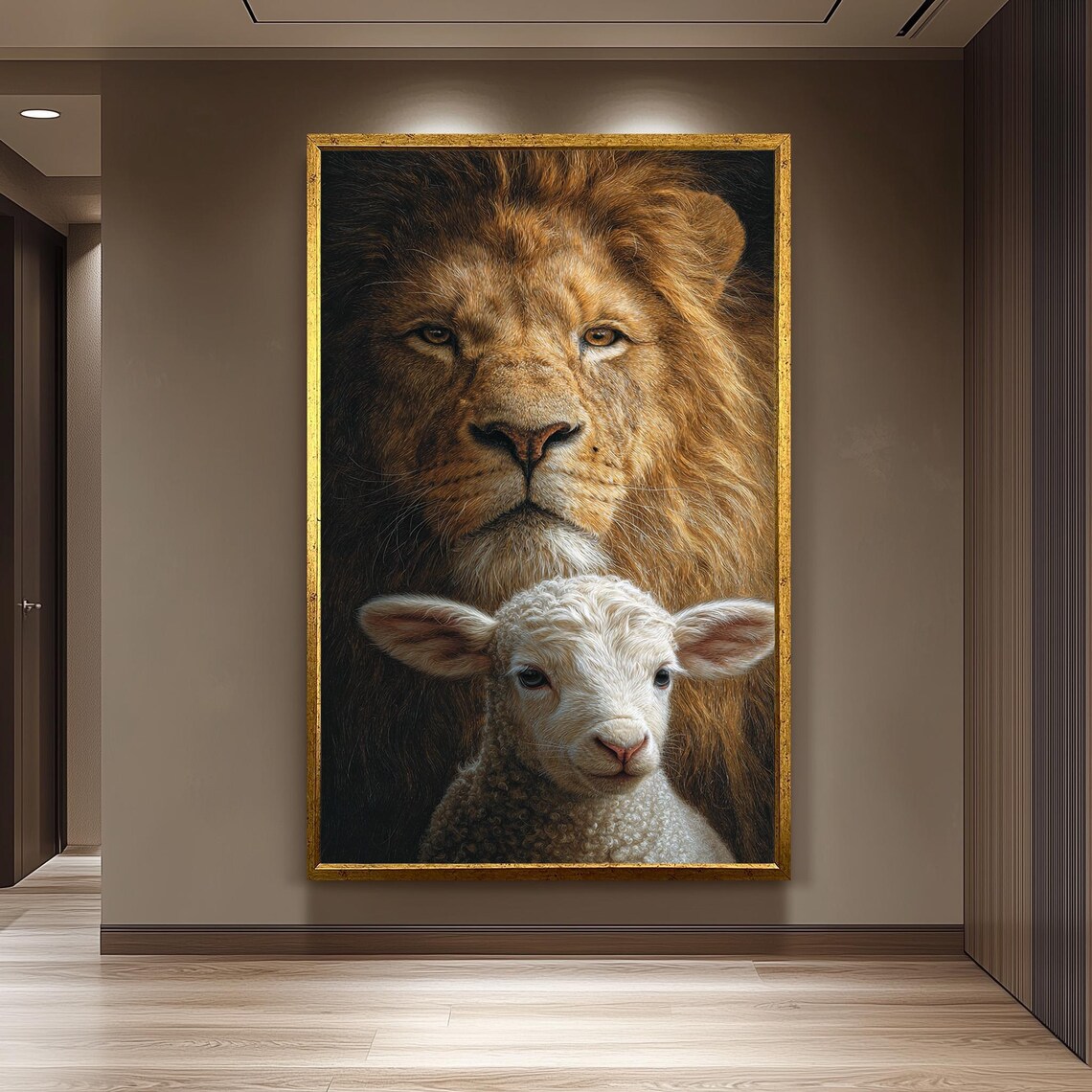 Lion And Lamb, Christian Religious Wall Art Print