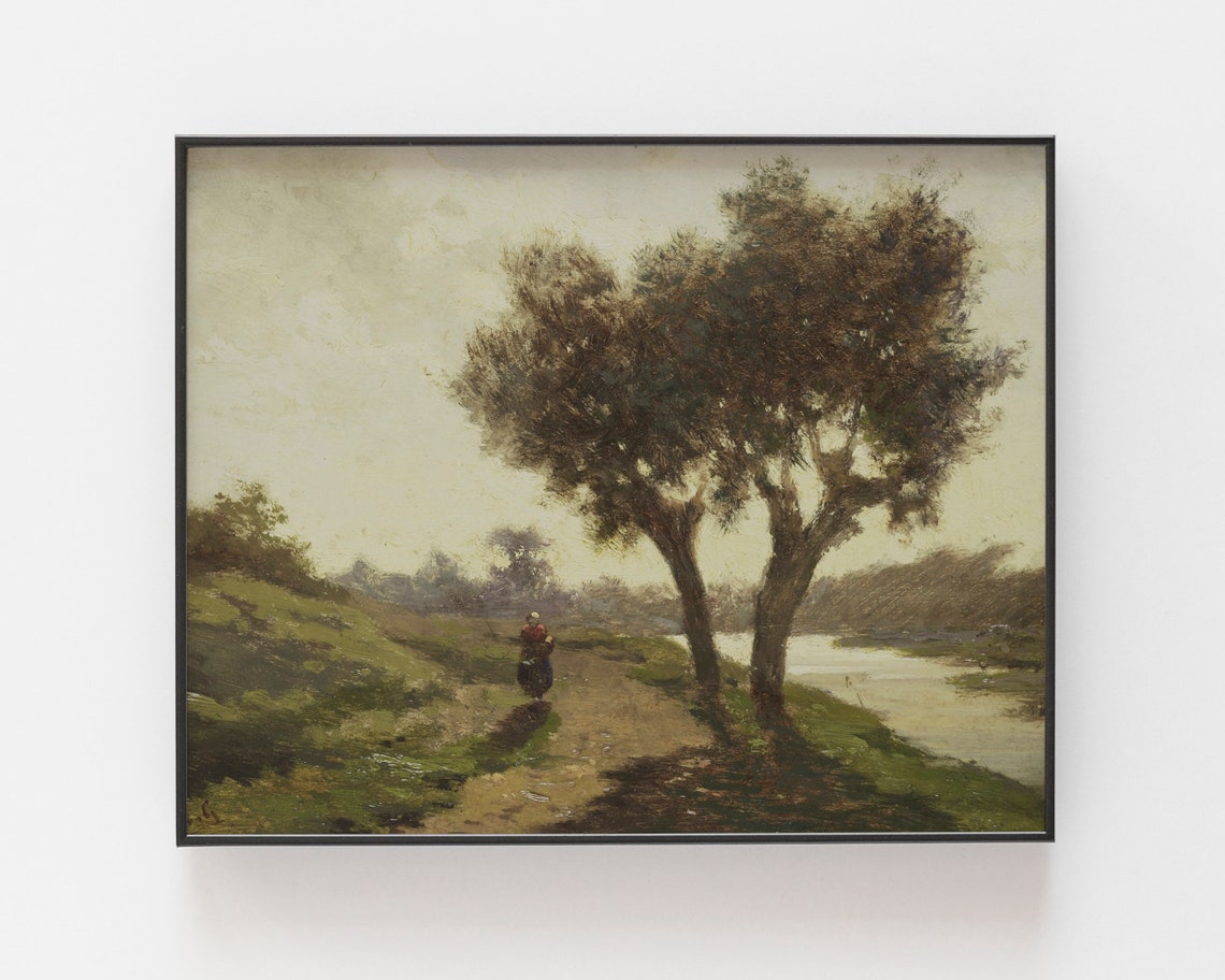Landscape Oil Painting Vintage Landscape Print Country Landscape Art Farmhouse Art Antique Prints Art