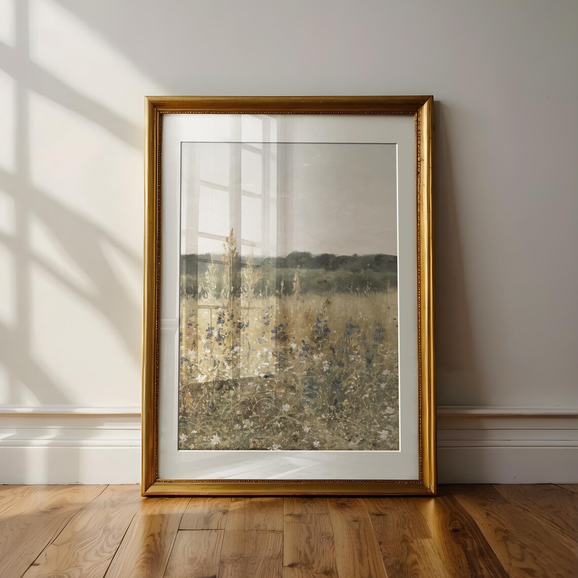 Tall Wildflower Meadow Golden Grasses Vintage Landscape Art Poster - Image 2