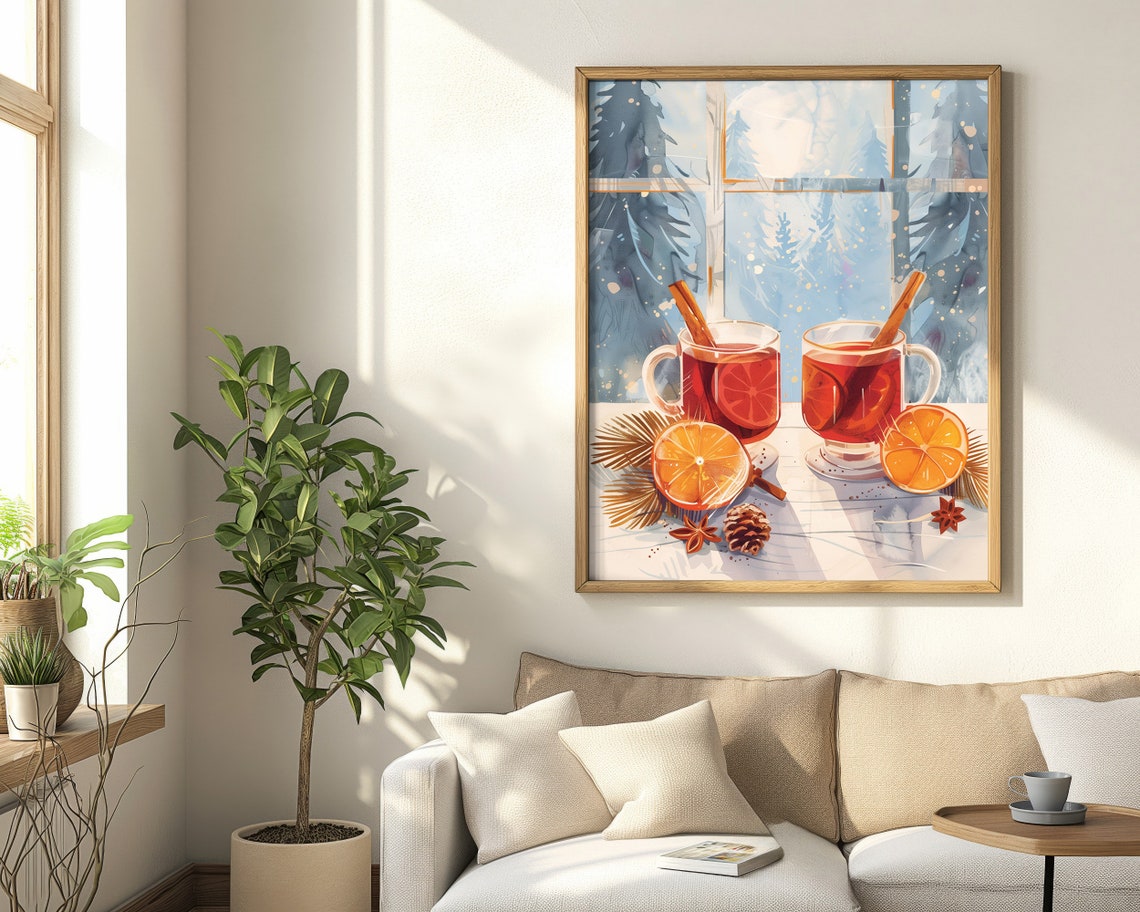 Mulled Wine Winter Window Snowy Pines Cozy Holiday Drink Poster - Image 4