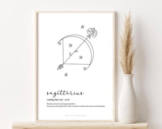 Sagittarius Zodiac Print Sagittarius Definition Zodiac Gifts Sagittarius Poster Astrology Print Horoscope Drawing Zodiac Dictionary