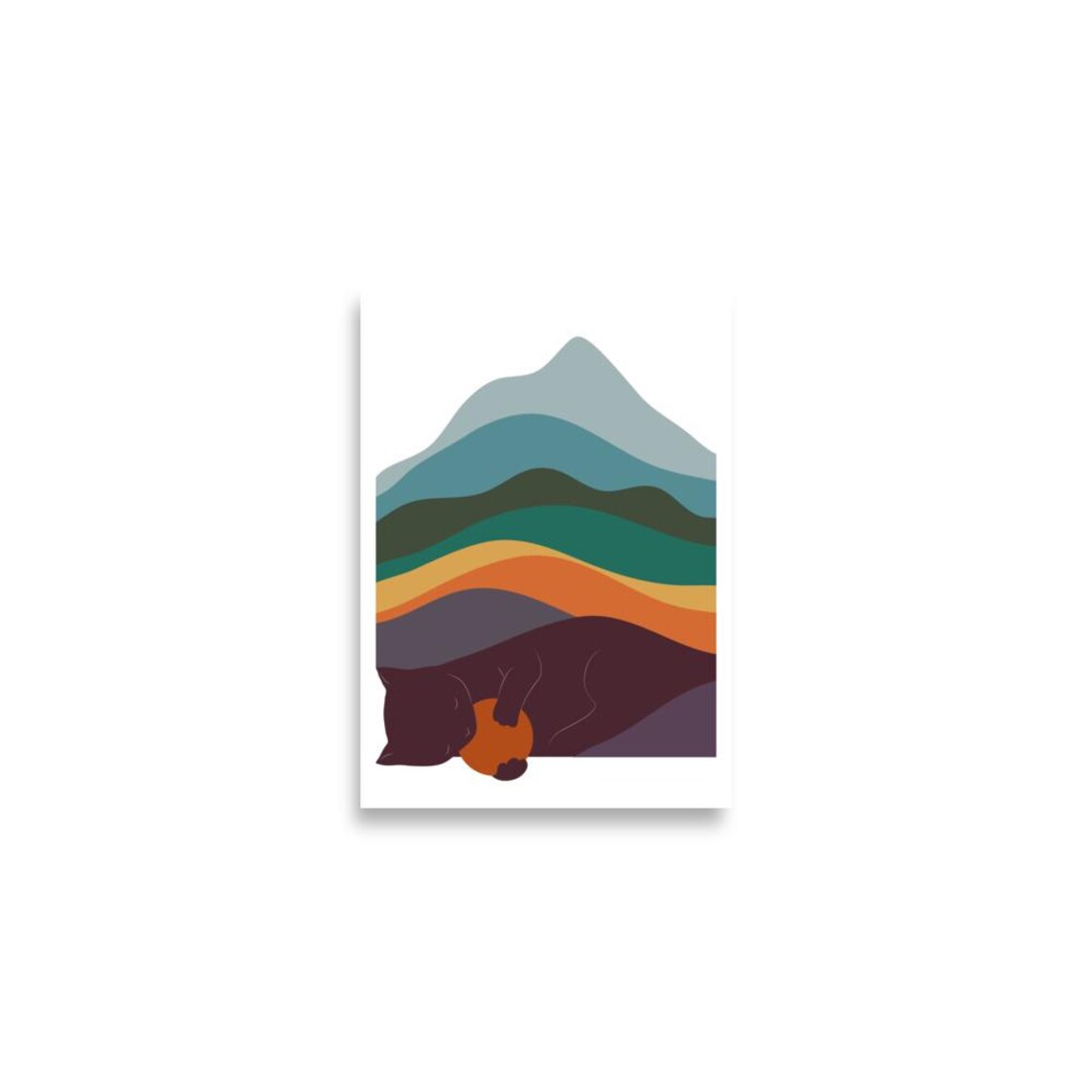 Cat Landscape Art Print, Animal Landscape No. 8